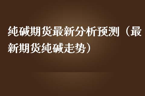 纯碱期货最新分析 短期基本面偏宽松