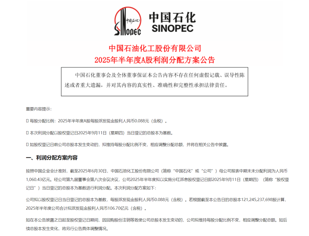 中国石化：累计回购1720万股